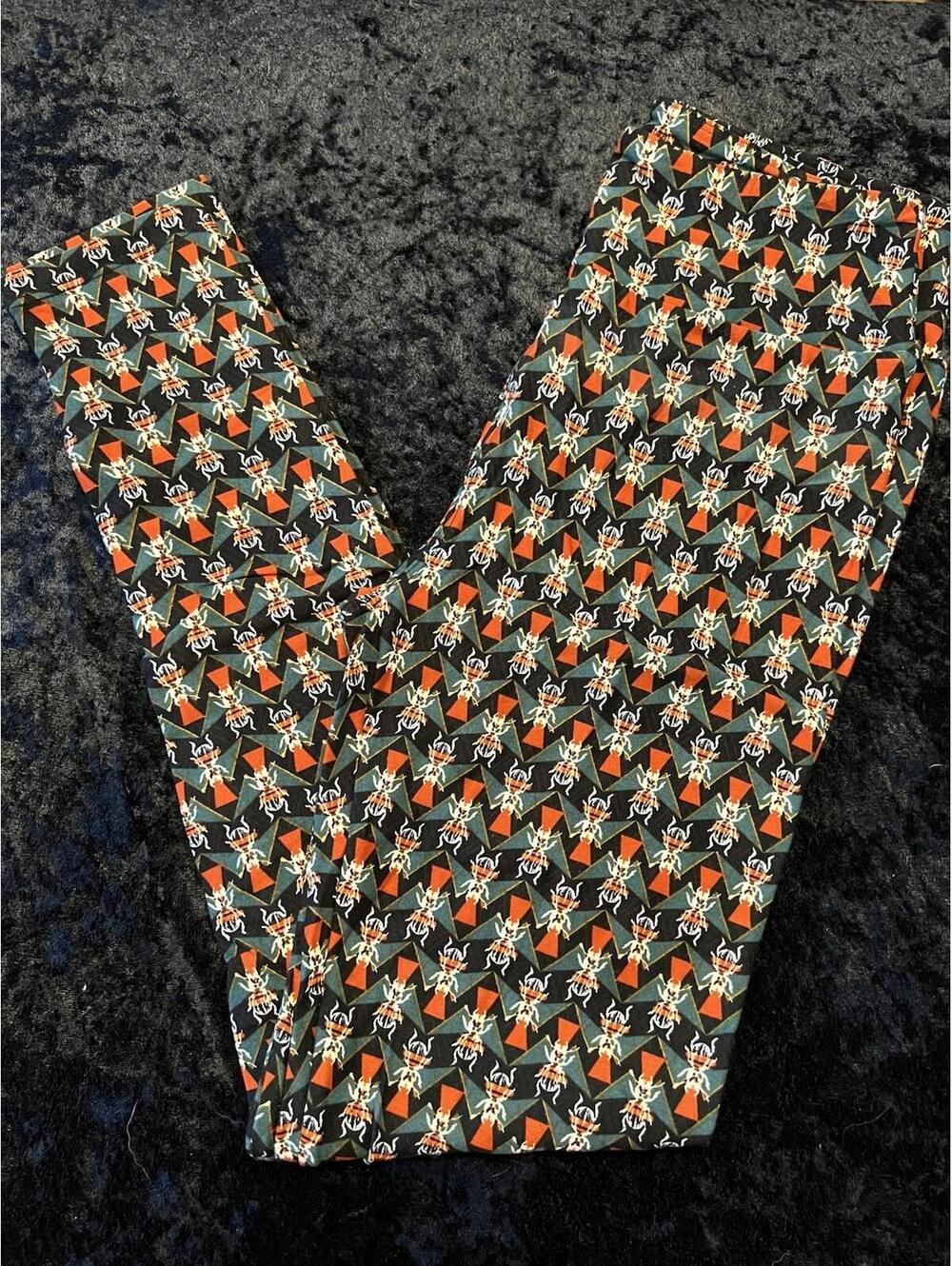 LuLaRoe Leggings One Size OS Rust Green Black Cream High Rise Soft NWOT